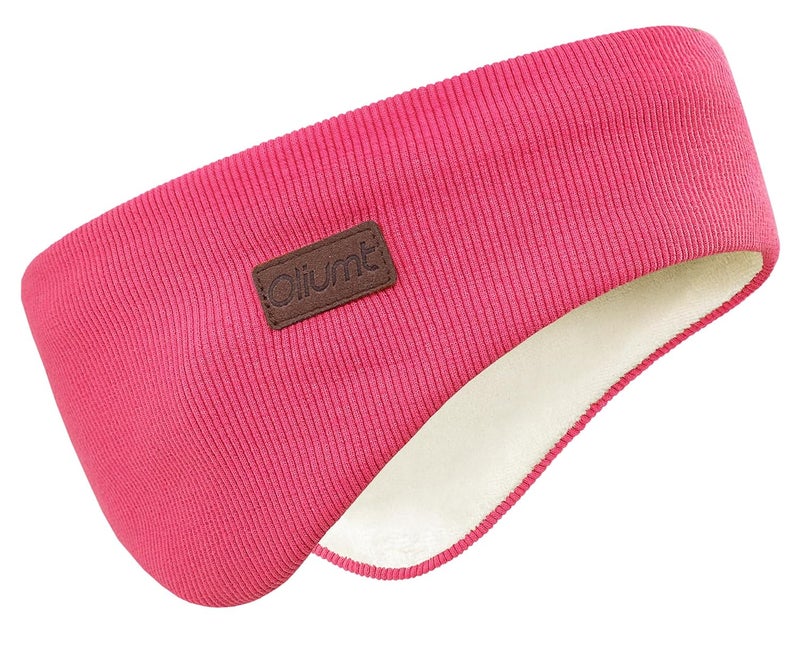 Oliumt Winter Ear Warmer Headband for Men Women Double-Layer Knit Ear Muffs Cover with Fuzzy Lining for Running and Cycling (Rose Pink, One Size) - Image 1